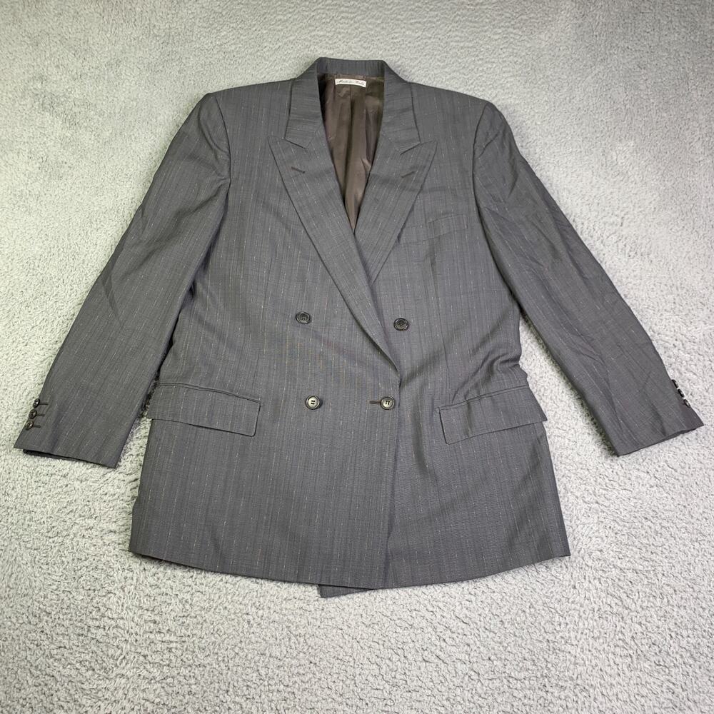 Belvest Suit Coat 52 Gray Pin Striped Made In Italy